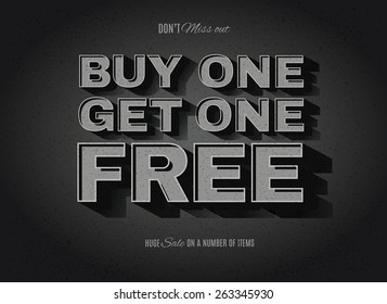 Vintage movie or retro cinema text effect BOGO, buy one get one free ad