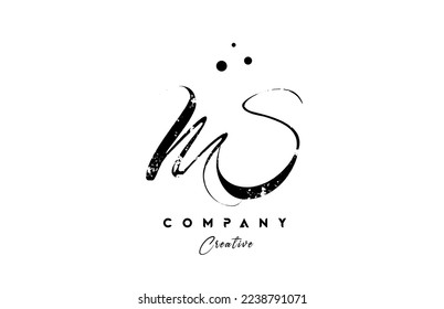 vintage MS alphabet letter logo icon combination design with dots. Creative hand written template for company and business