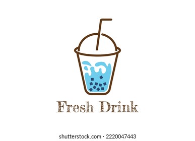 Vintage Mug for Boba Tea or Milk Shake Chocolate Drink Product Logo Design