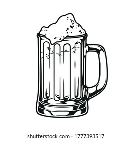 Mug de venado de plantilla de cerveza fresca en ilustración vectorial aislada de estilo monocromo