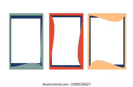 diseño vintage multicolor vectorial de marco para uso infográfico o gráfico, marcos fotográficos establecidos en estilo de dibujos animados Colección de marco de imagen multicolor aislado en fondo blanco