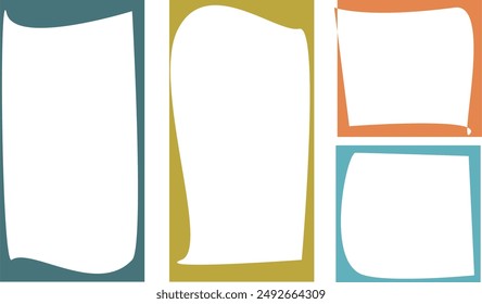vintage multi color frame vector design for infographic or graphical use, Photo Frames set in cartoon style Collection of multi colored picture frame isolated, yellow yellow green blue