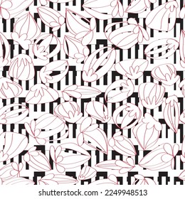 vintage multi colored seamless pattern. grid arrangement, geometric stylized flowers, squares and circles, 60s, 70s. surface design, fabric, paper, stationery, card, banner, textile