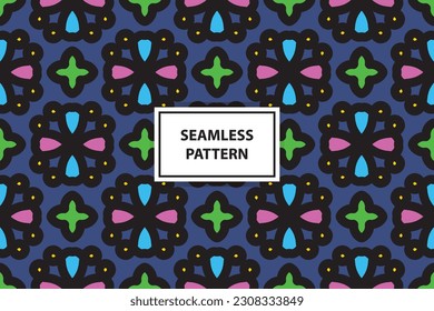 vintage multi colored seamless pattern. grid arrangement, geometric stylized flowers, squares and circles, 60s, 70s. surface design, fabric, paper, stationery, card, banner, textile