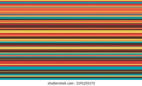 Vintage Multicolor Background stripes horizontal line vector seamless geometric. color retro pastel