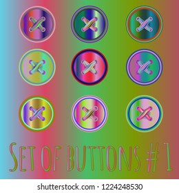 Vintage multicolor rainbow stud stitch suite.