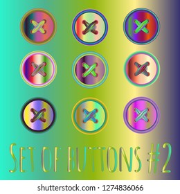 Vintage multicolored rainbow stud stitch set.