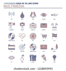 Vintage Multimedia  Icon set - 25 Flat Line icon set