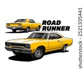 vintage muscle car road runner vector