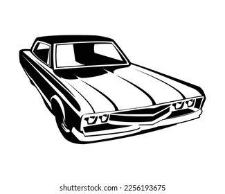 vintage muscle car silhouette. isolated white background view from side. Best for logo, badge, emblem, icon, sticker design and car industry. available in eps 10.