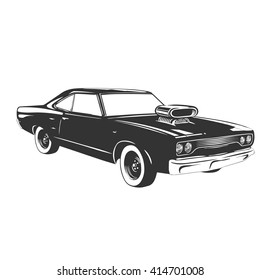 Vintage muscle car vector illustration.