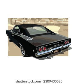 vintage muscle cars in black colour