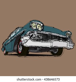 Vintage muscle cars cartoon sketch