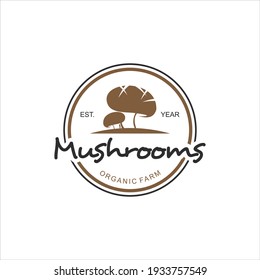 Vintage Mushrooms Logo Fungi Vector Graphic Element for Farm or Agriculture Design and Illustration Template Ideas