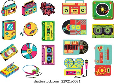 vintage music background guitar amp electric guitar vector illustration set 