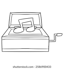 vintage music box illustration hand drawn outline vector