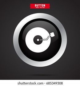 Vintage music disc on player icon