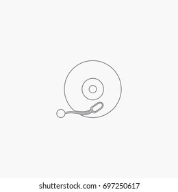 Vintage music disc on player icon