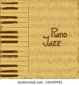 Vintage music invitation with keyboards and note stave