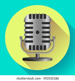 Vintage music metal studio microphone icon vector.