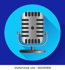 Vintage music metal studio microphone icon vector.