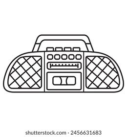 Vintage music players.Boombox musical device.Retro music center.Tape recorder.Stereo audio system.Sound system.Radio recorder icon. Isolated on white background.Vector flat illustration.