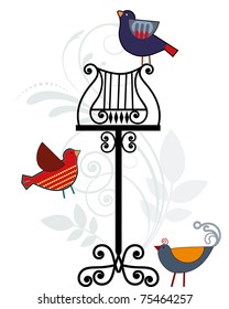 Vintage music stand with birds
