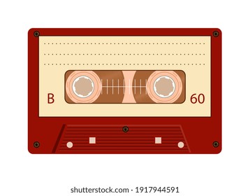 Vintage music stereo audio sound tape cassette on white