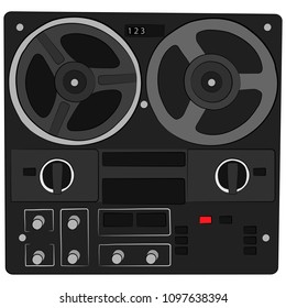vintage music system player vector drawing illustration