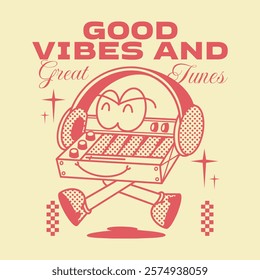 Vintage music t-shirt design for print. Retro Rubberhose graphic poster. Musician t shirt design, Vintage vector graphic, music quotes design.