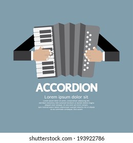 Vintage Musical Instrument Accordion Vector Illustration