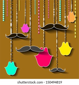 vintage mustache and lips card design. Vector