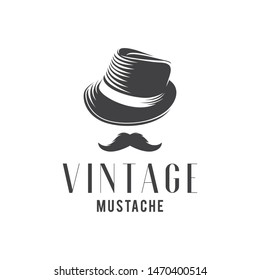 Vintage Mustache Logo Design Template Inspiration