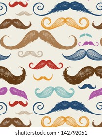 Vintage Mustache Seamless Pattern