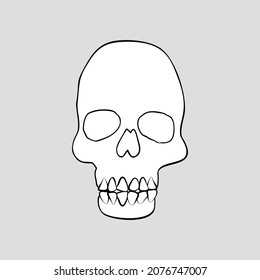Vintage Mystic line art Skull Illustration. Skull Halloween Design.