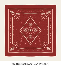 Vintage of Mystical Skeleton Rose Bandana 