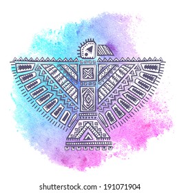 Vintage native American eagle illustration can be used as a greeting card