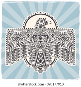 Vintage native American eagle illustration can be used as a greeting card