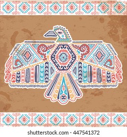 Vintage native American eagle illustration can be used as a greeting card