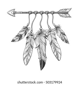 Vector black and white bohemian style arrow. Cute boho folk symbol isolated  on white background. Playful native American tribal line icon. 6847344  Vector Art at Vecteezy