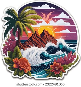 Vintage natural vintage clean beach island logo design