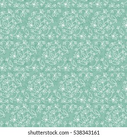 Vintage natural seamless pattern with white flowers on light green background vector illustration