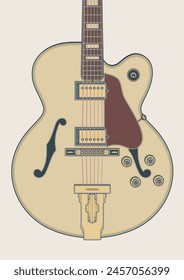 Vintage natural white super jumbo hollow body electric guitar