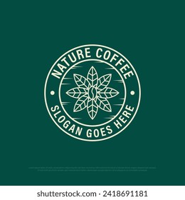 Vintage nature coffee logo badge,food and beverages vector illustration with line art style design