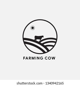 vintage nature farm cow logo design