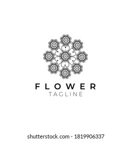 Vintage nature flower logo design. Vector floral luxury curve logo design. Vintage premium design vector element.Vector EPS 10.