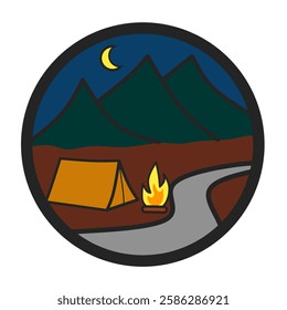 vintage nature night camp for logo and icon