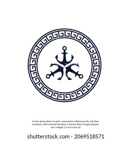 Vintage Nautical Anchor Emblem. Anchor Marine Badges Ship Boat Logo Design Template Element