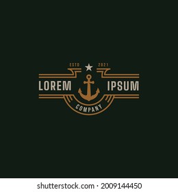 Vintage nautical anchor logo design inspiration vector template