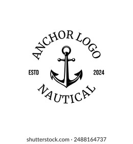 Vintage nautical anchor logo design